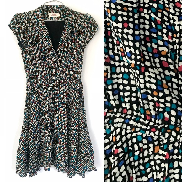 Modcloth Dresses & Skirts - ModCloth Louche black rainbow dot retro dress